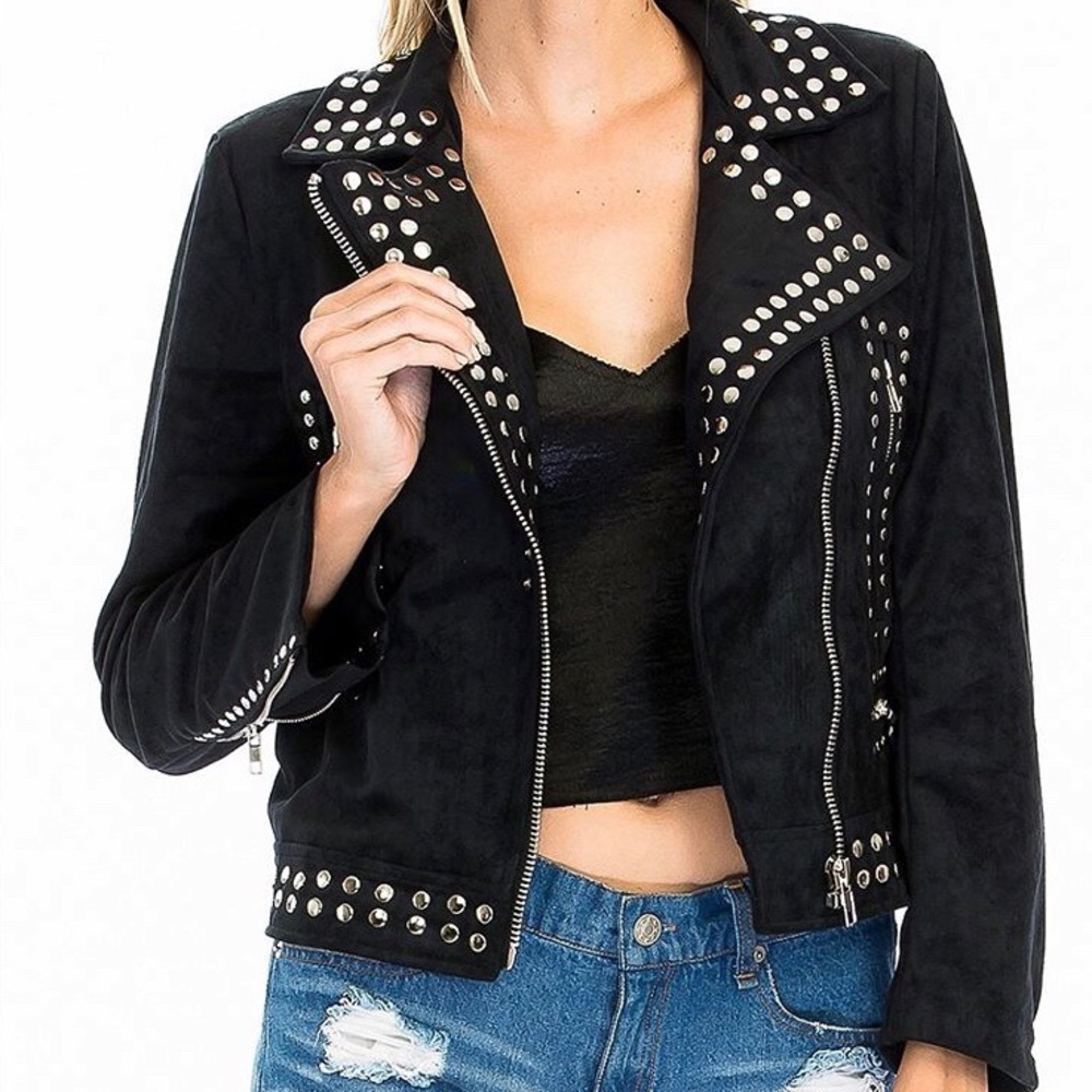 Black studded suede jacket